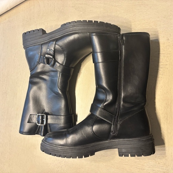 Shoes - Sleek Black Moto Boots for Women